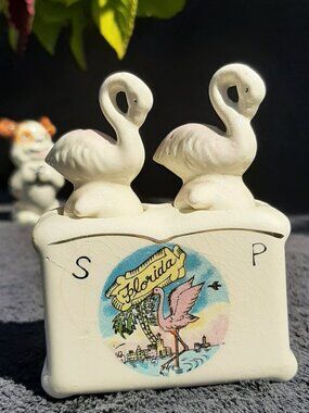 Vintage Rocking Nesting Flamingos Salt and Pepper Shakers